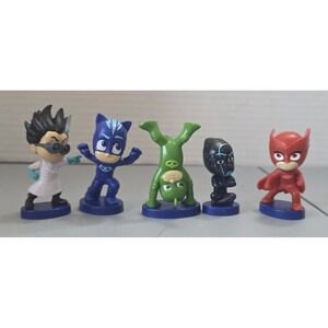 PJ Masks Mini Figure Lot Plastic Blue Base Action Toys 5 Pieces Good Used Cond.